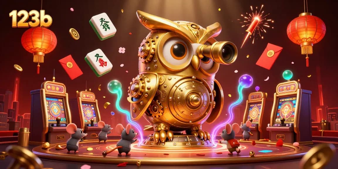 Engage with 123b’s vibrant casino atmosphere featuring an owl, mice, and dynamic elements.