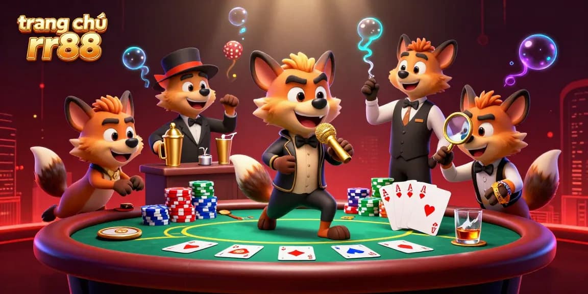 Engage with the lively scene at trang chủ rr88 featuring hyenas in a comedy casino club, showcasing excitement and humor.