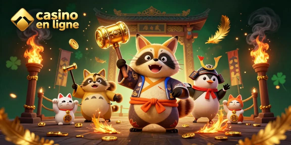 Jouer au casino en ligne avec le tanuki chanceux et ses amis, ambiance festive incroyable.