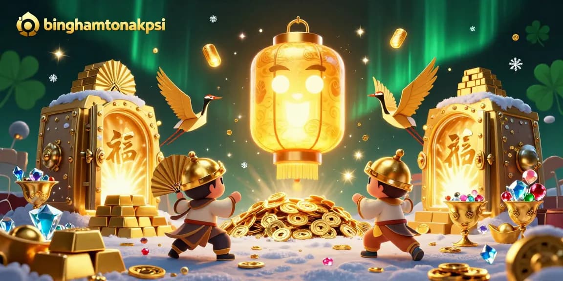 Engage with binghamtonakpsi's mesmerizing casino scene featuring golden treasures and animated companions.