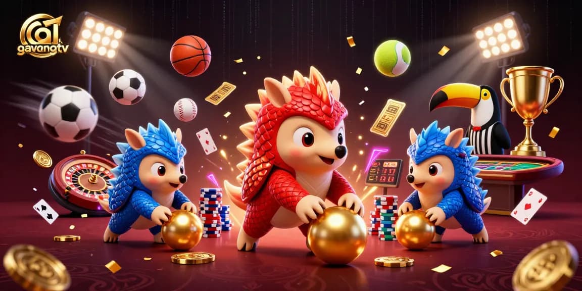 Experience immersive live casino action with the lively rivalry of gavangtv's pangolins amidst poker chips.