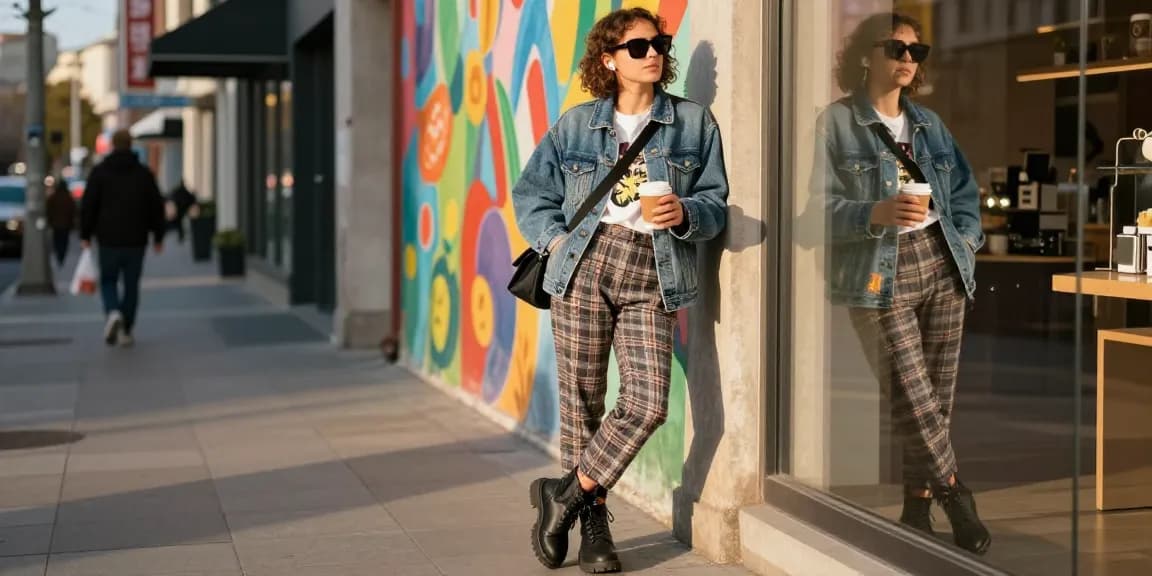 Stylish individual embodying fashion trends at https://www.sukan8a.com/ with vibrant urban backdrop and accessories.
