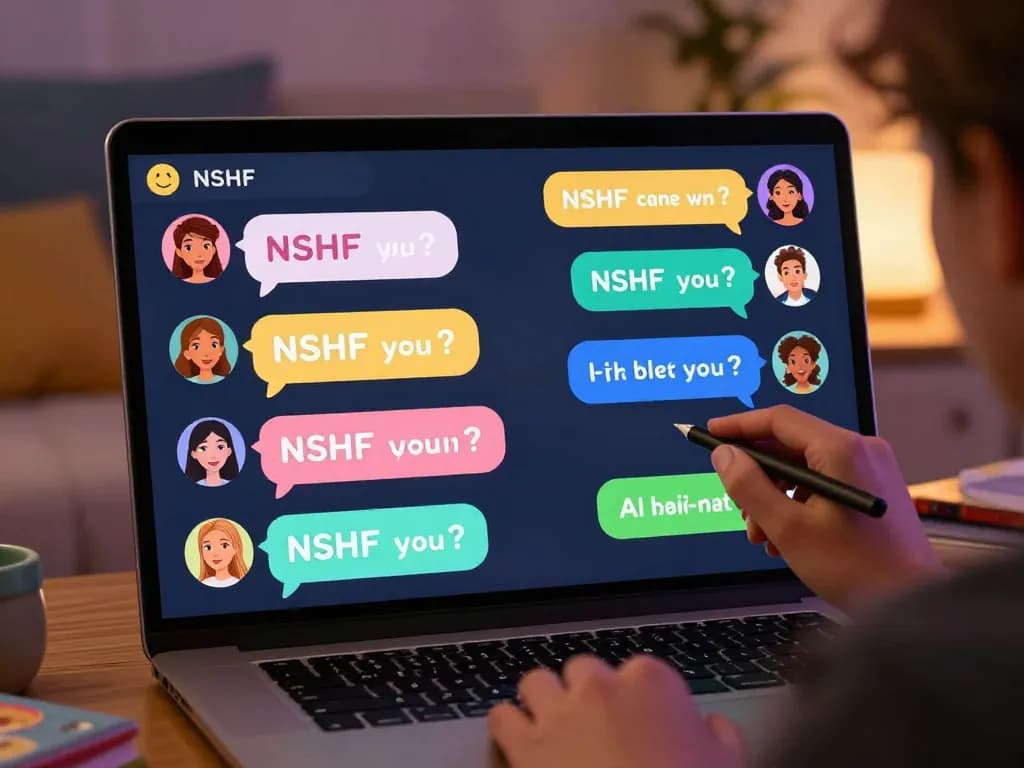 NSFW chat interaction with playful AI character in a cozy atmosphere