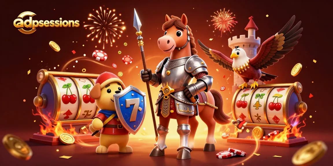 Play exciting games at adpsessions with the knight and friends celebrating wins and riches.