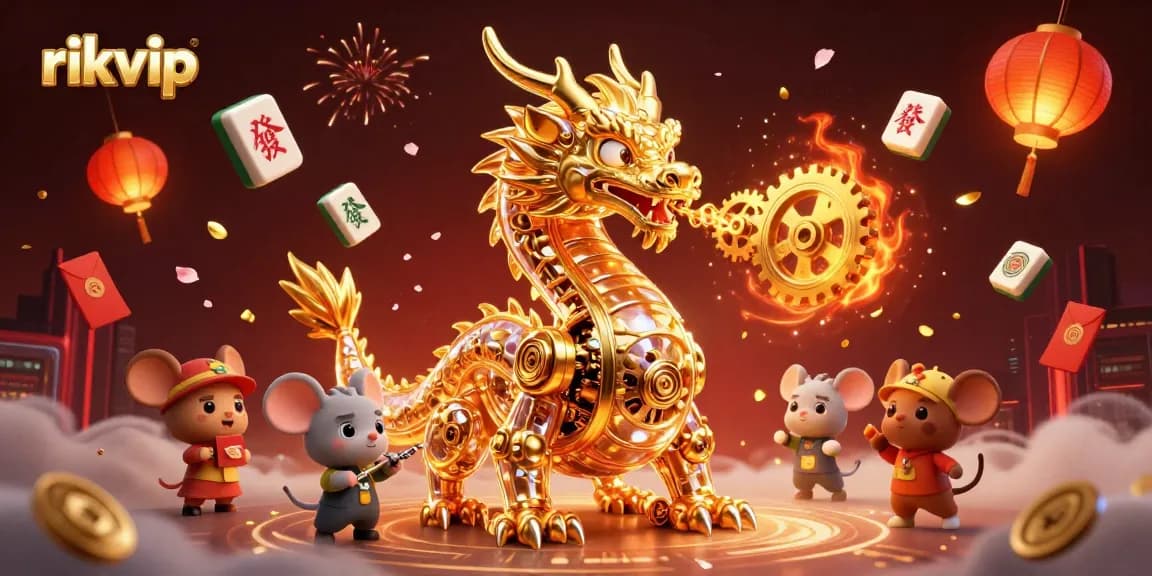 Engage with rikvip while enjoying a vibrant, immersive gaming experience featuring a golden dragon and festive elements.