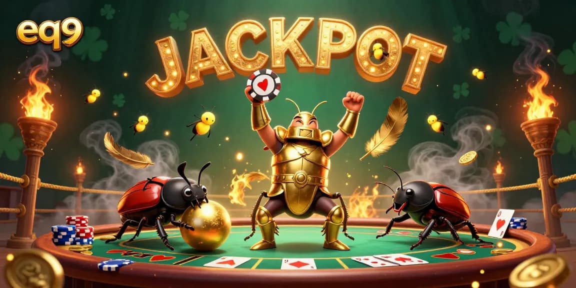 Experience the thrill of winning big at eq9 casino with golden poker chips and dynamic characters.