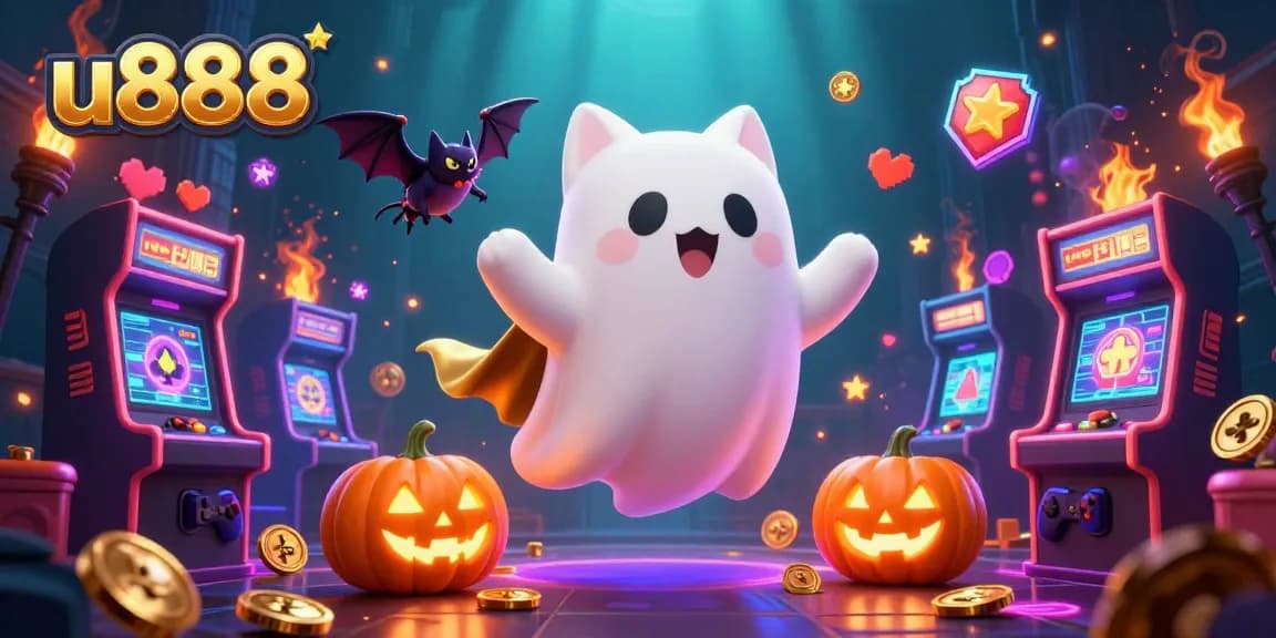 Engage with u888 in a vibrant haunted casino scene featuring magical creatures and gaming elements.