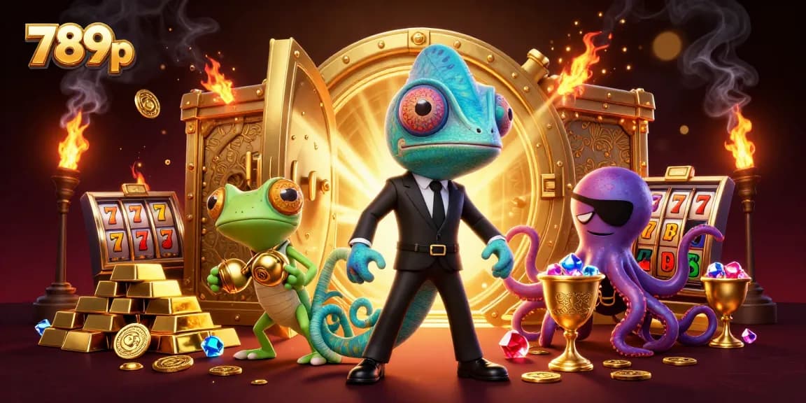 Engage with the thrilling casino atmosphere of 789p, showcasing vibrant characters and dazzling jackpots.