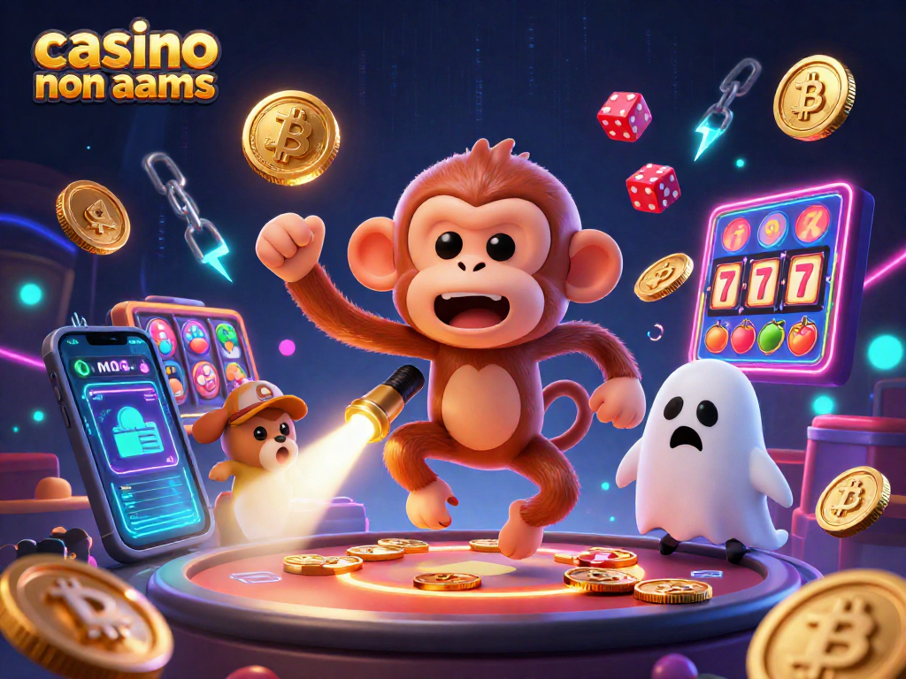 Gioca nei casino non AAMS con un monaco e un cucciolo in un'illustrazione 3D animata.