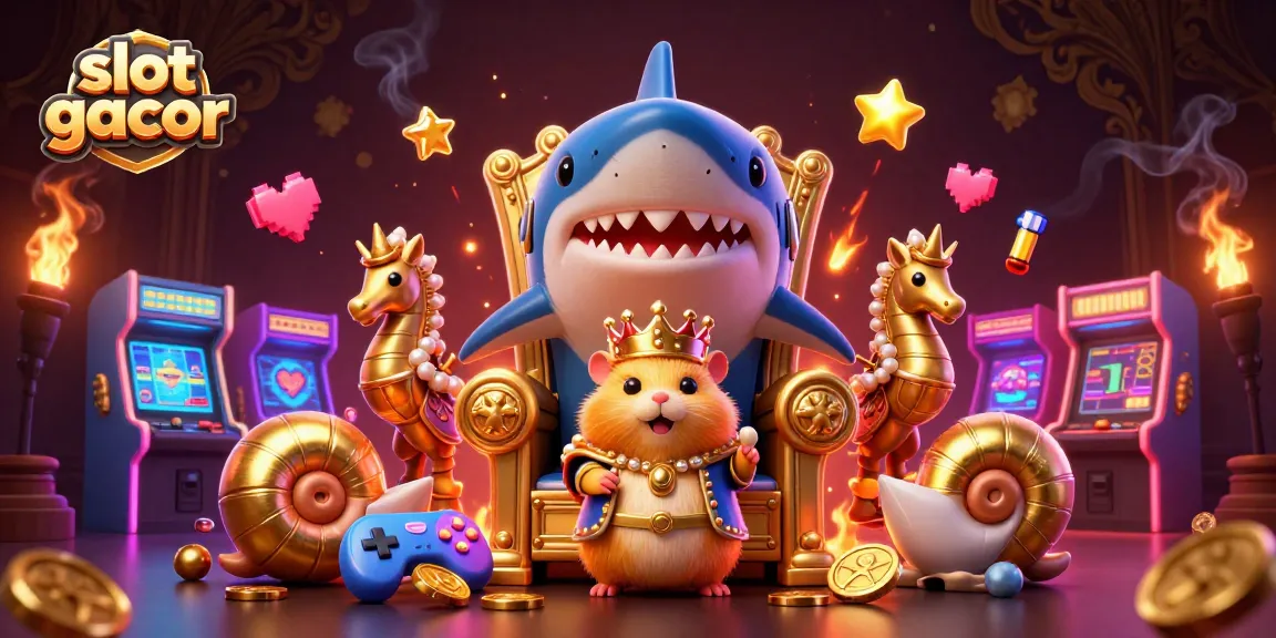 Experience the thrill of slot gacor with a fierce hamster king in a vibrant casino scene.