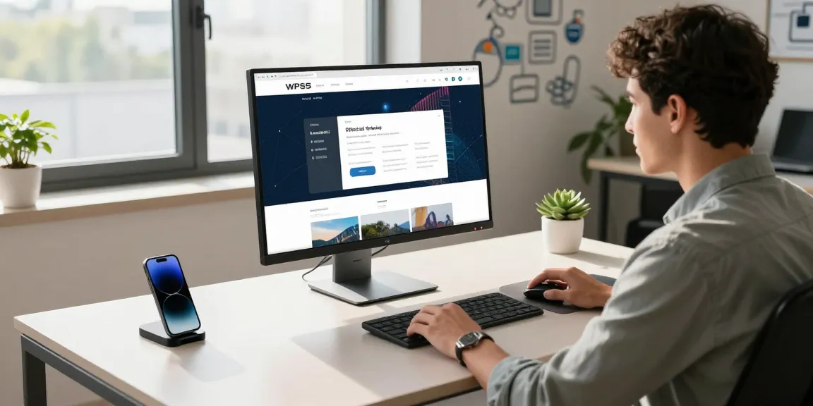 Creating a presentation on the WPS Official Website in a modern workspace with tech accessories.