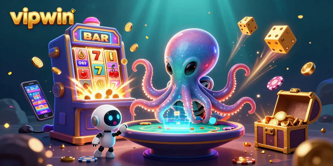 Join the excitement at vipwin with a 3D alien octopus gaming at a holographic poker table!