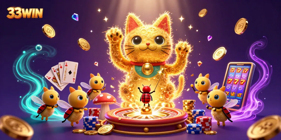 Experience thrilling victories at 33WIN with vibrant casino symbols and dazzling gameplay.