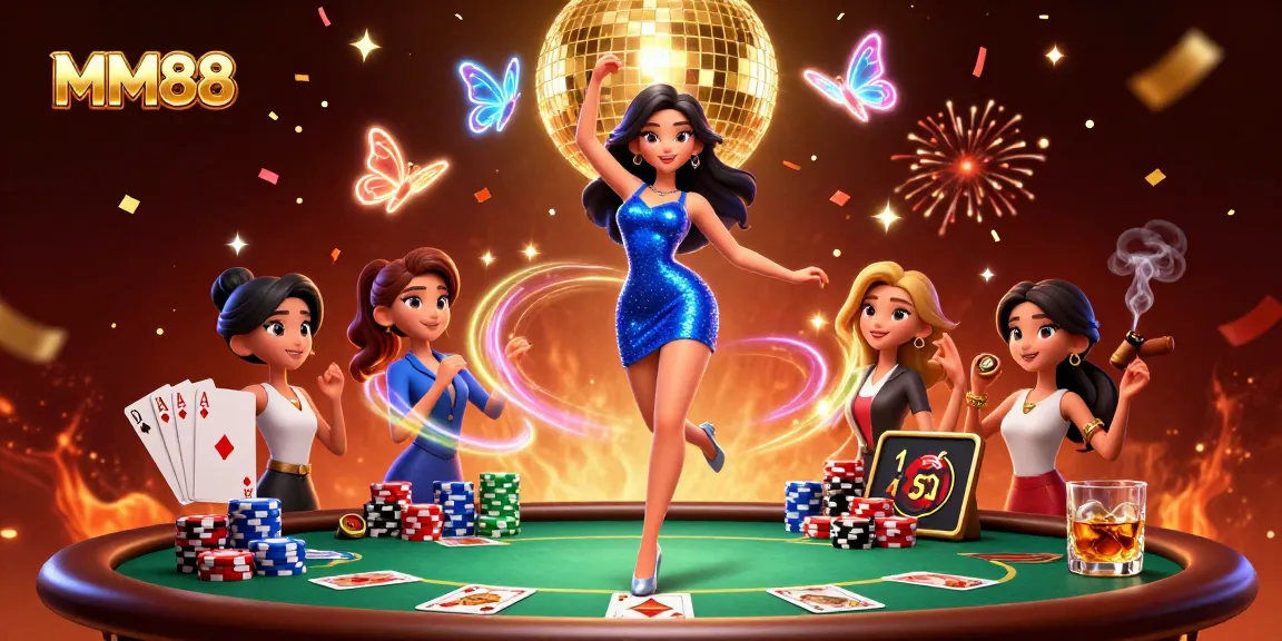 Experience exciting gaming action at MM88 with vibrant casino elements and a glamorous atmosphere.