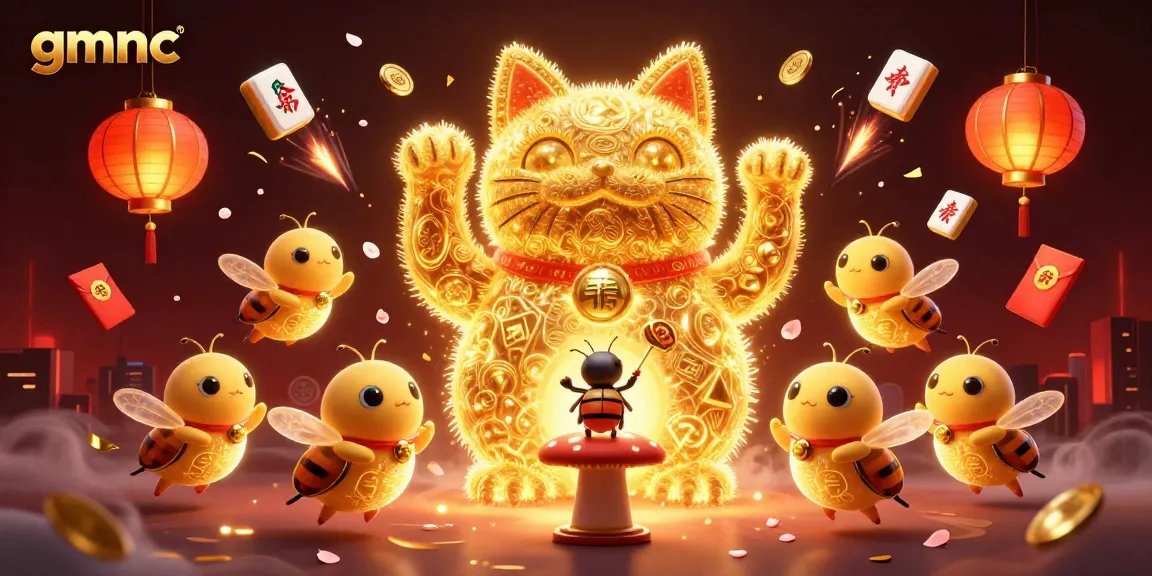 Experience luck with GMNC as golden fireflies create a vibrant casino scene.