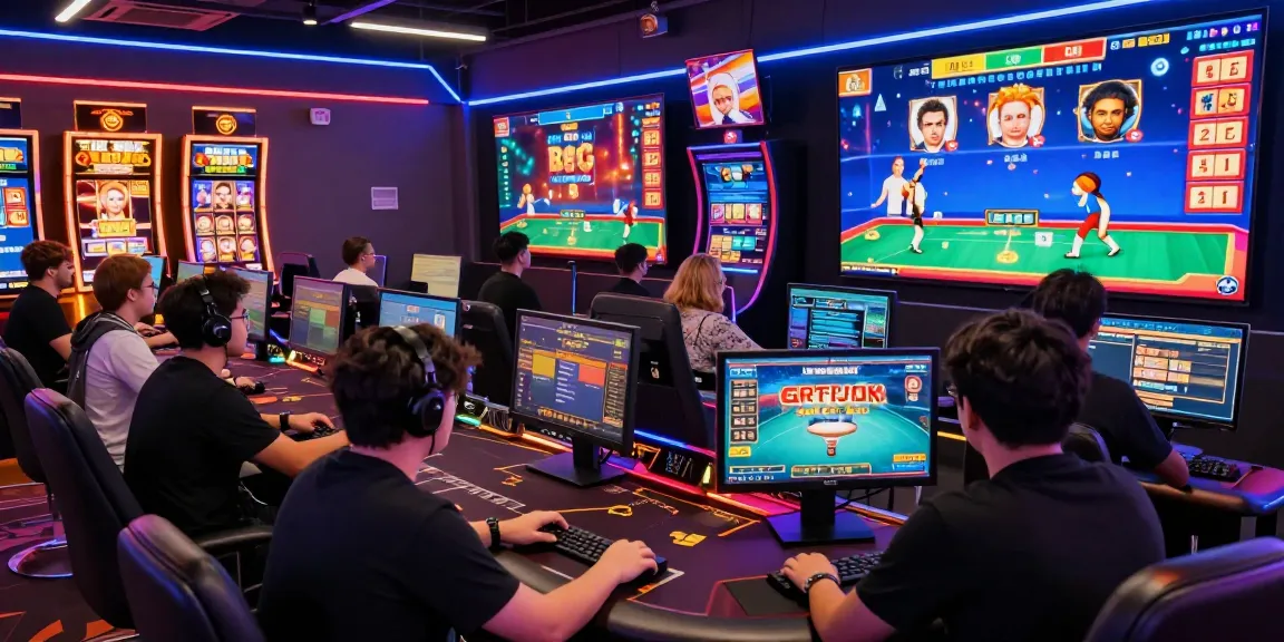 Exciting gaming tournament with players enjoying 68gamebai at a modern virtual casino.