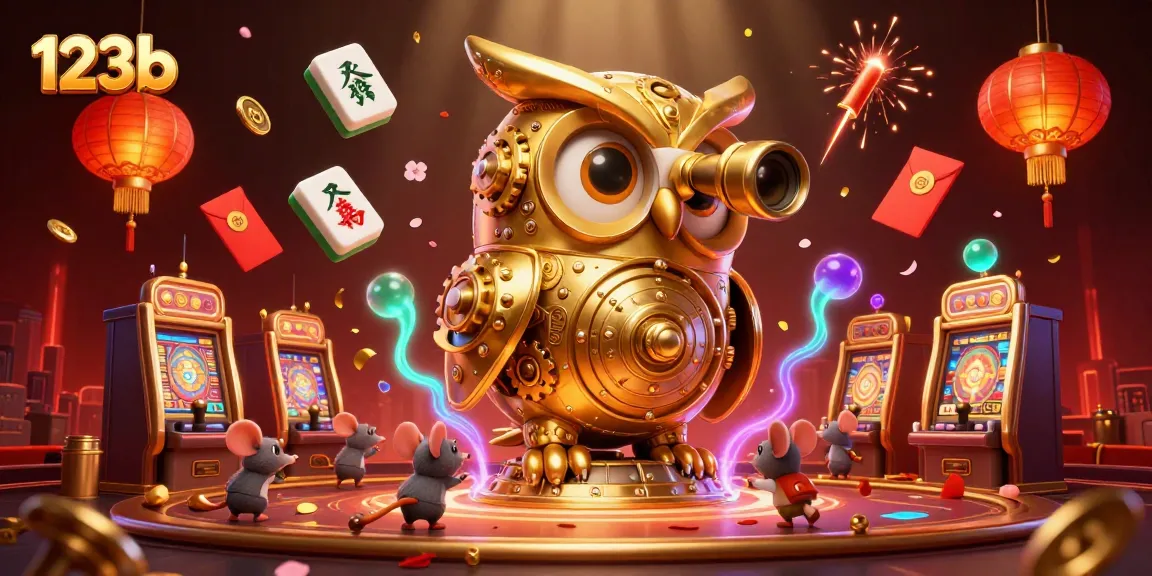 Engage with 123b’s vibrant casino atmosphere featuring an owl, mice, and dynamic elements.