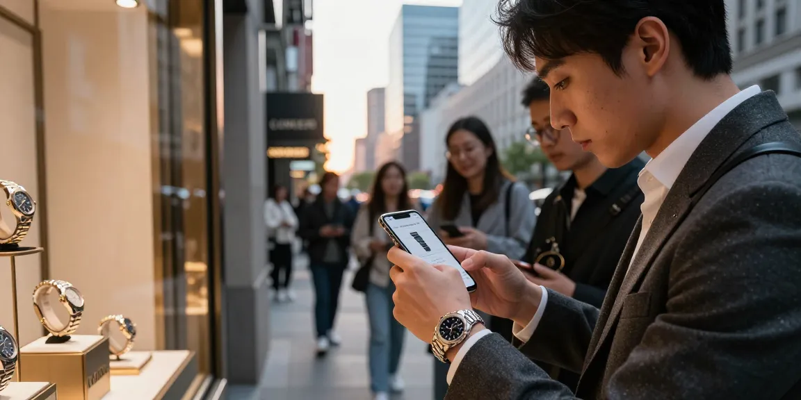 High-quality replica watch on wrist in urban setting, showcasing luxury lifestyle.