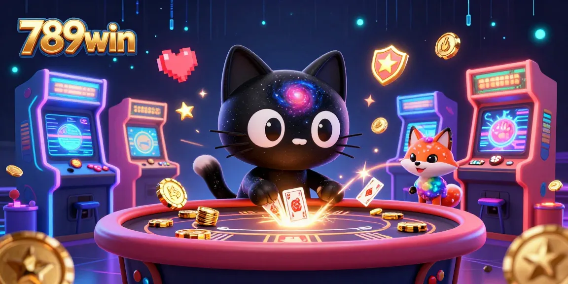 Engage with 789win's thrilling casino gaming atmosphere featuring a cosmic cat and fox duo.
