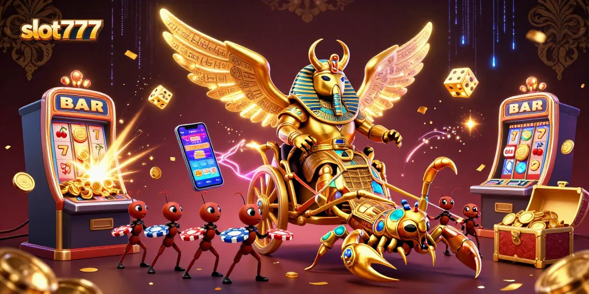 Experience thrilling jackpots with slot777 in this colorful 3D casino scene bursting with excitement.