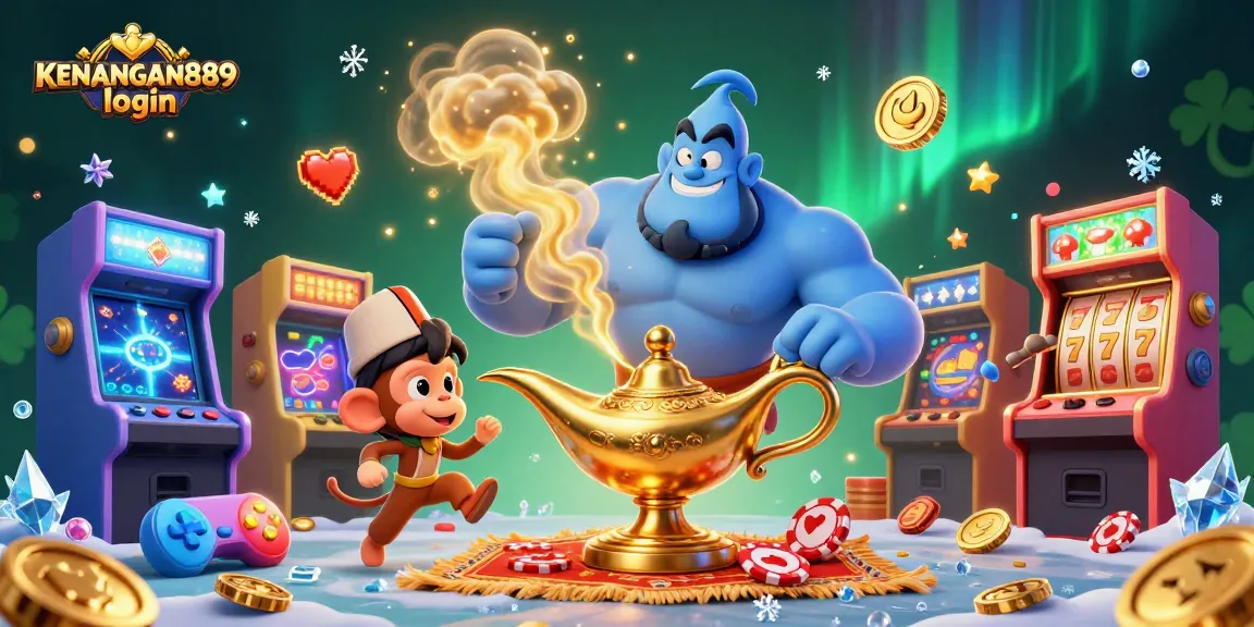Play exciting slots and games on KENANGAN889 login with a captivating genie and magical characters.