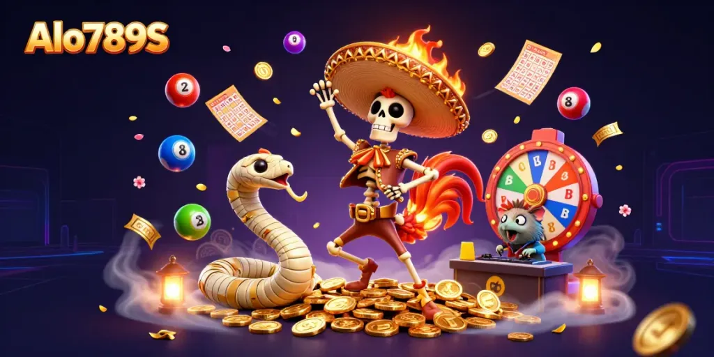 Engage in thrilling gameplay at Alo789S with a vibrant casino atmosphere featuring colorful games and dynamic characters.