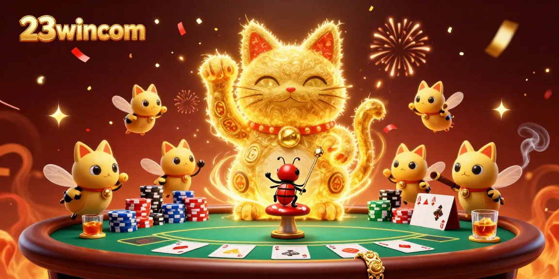 Experience thrilling gaming action at 23wincom with vibrant casino elements in this dynamic scene.