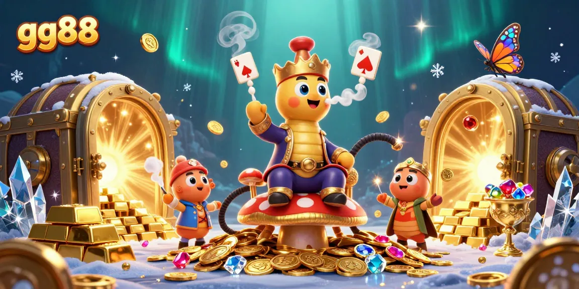 Experience the thrilling world of gg88, where a caterpillar hookah-master indulges in casino festivities with abundant treasures.