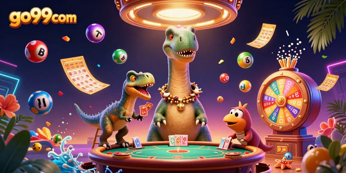 Watch go99com captivate players with a vibrant casino scene featuring dino characters and dynamic games.
