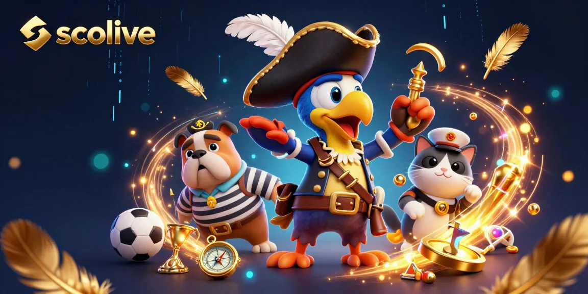 Socolive enhances sports betting experience with vibrant cartoon pirates amidst football symbols and golden coins.