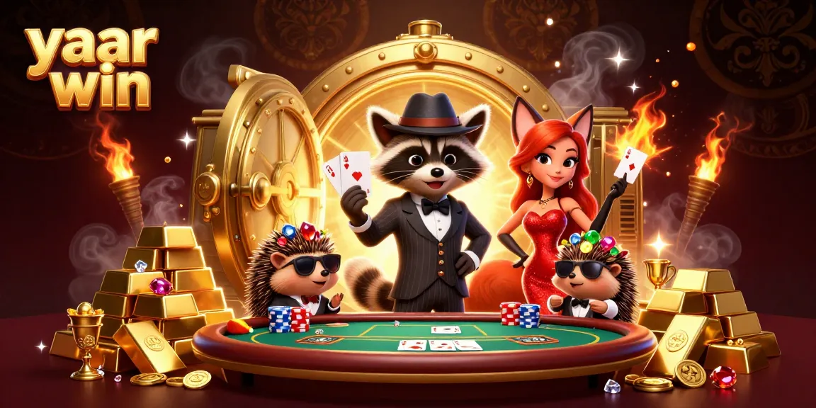 Win at yaar win with our suave characters enjoying poker and treasure in a vibrant casino scene.