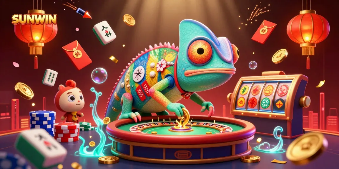 Engage with SUNWIN Casino's vibrant world of gaming featuring chameleon and colorful elements.