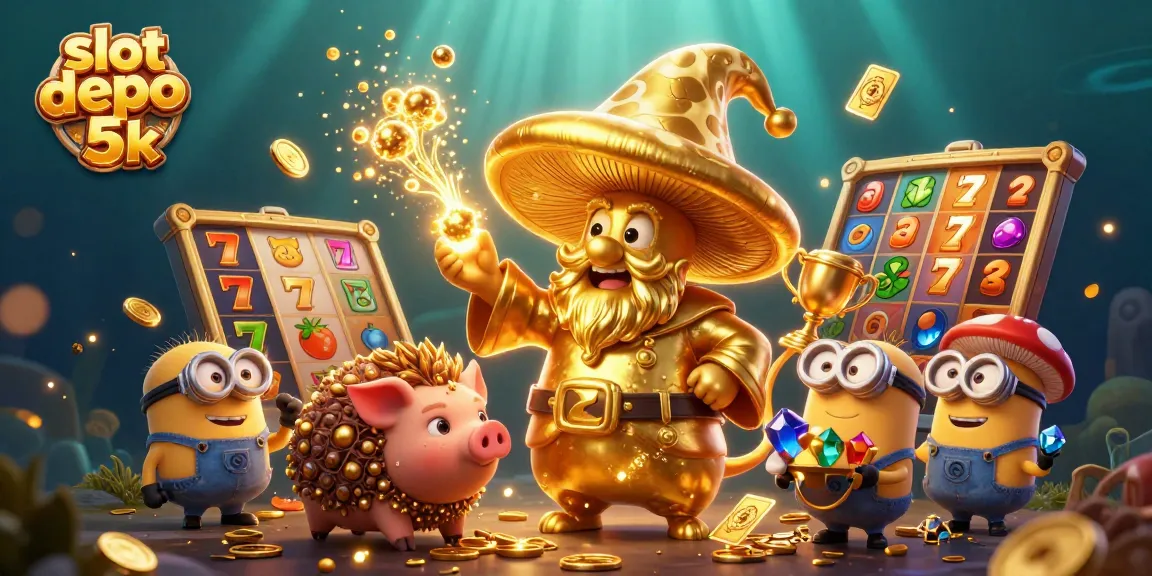 Engage with thrilling slot depo 5k experiences in this vibrant 3D gaming illustration.