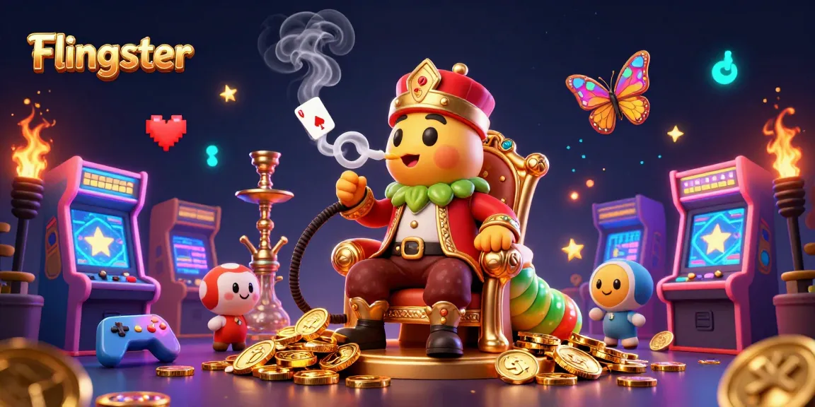 Experience Flingster's exciting random video chats with this vibrant casino illustration.