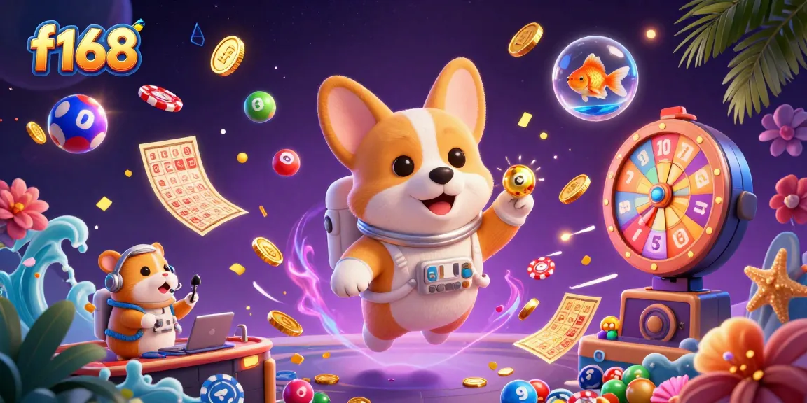 Join the gaming excitement at f168 with a 3D space casino scene filled with colorful elements.