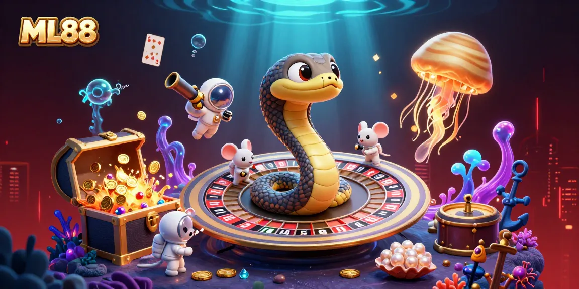 ML88 roulette with Saturn ring snake and betting astronaut mice in a vibrant cosmic casino scene.