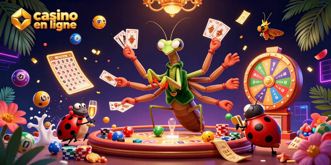 Jeu dynamique de casino en ligne avec un manteau vert et des balles de loterie colorées.