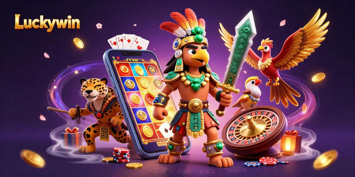 Engage with Luckywin's thrilling casino experience through dynamic gaming visuals and rich character designs.