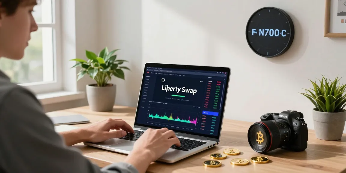 LibertySwap user analyzing cross-chain transactions in a modern workspace with engaging charts.