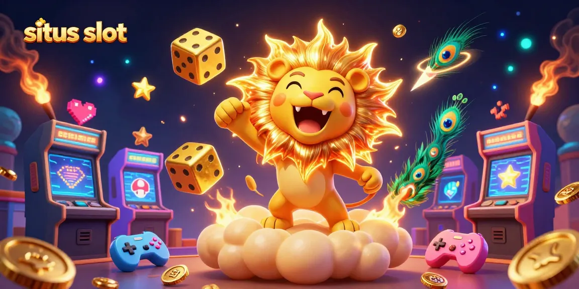 Permainan situs slot menantang dengan karakter lucu dan elemen kasino yang cerah.