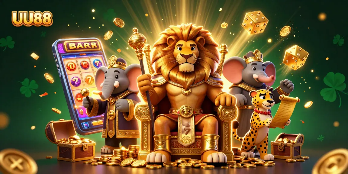 Join the excitement at UU88 with vibrant casino illustrations showcasing thrilling jackpots and gaming action.