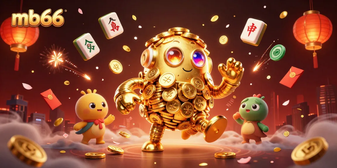 Experience thrilling gameplay at mb66 featuring a golden coin golem amidst vibrant casino elements.