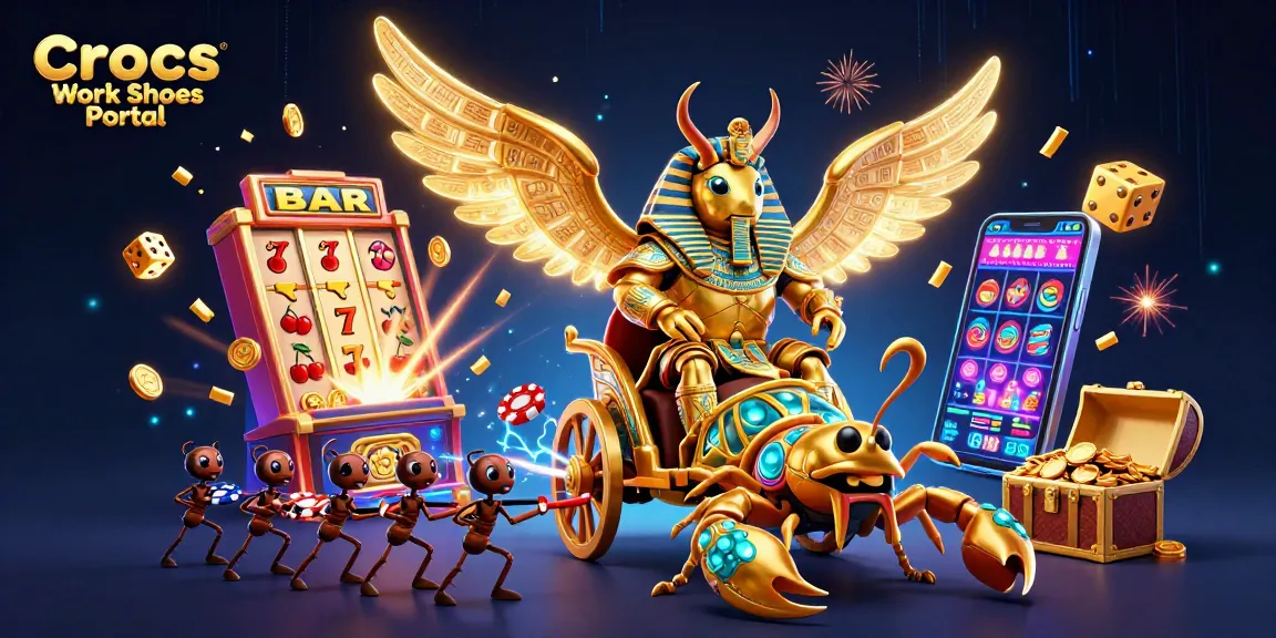 Engage with the Crocs Work Shoes Portal: Experience thrilling jackpot bursts in a dynamic casino scene.