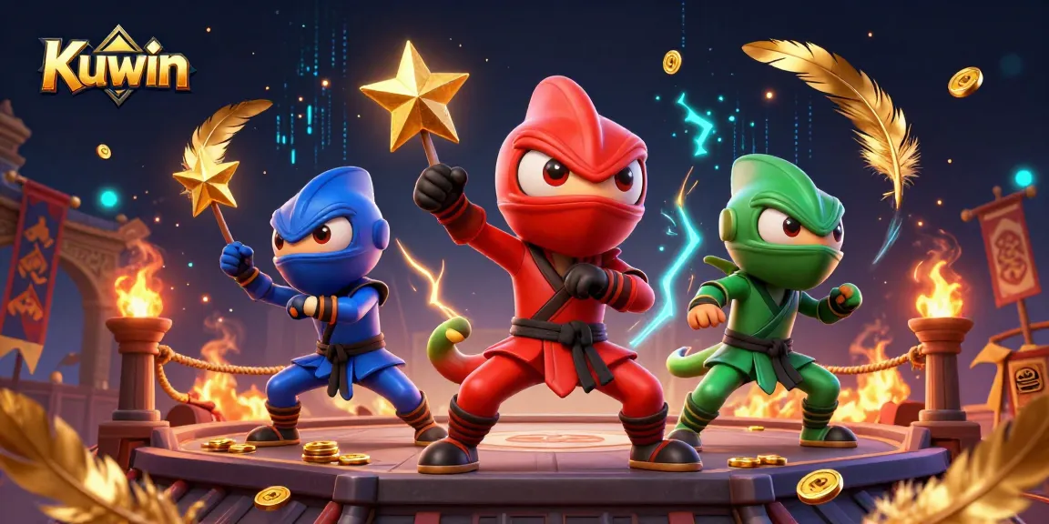 Kuwin ninja chameleon team engaging in synchronized martial arts amidst a dynamic casino setting