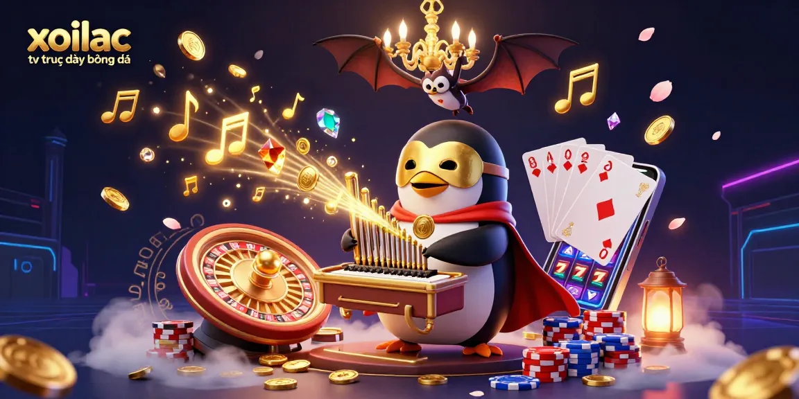 Xoilac tv trực tiếp bóng đá showcases an exciting 3D scene filled with animated characters, capturing the thrill of online betting.