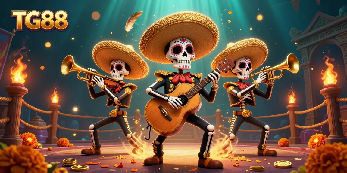 TG88 offers thrilling gaming excitement with colorful skeletons and vibrant casino elements.