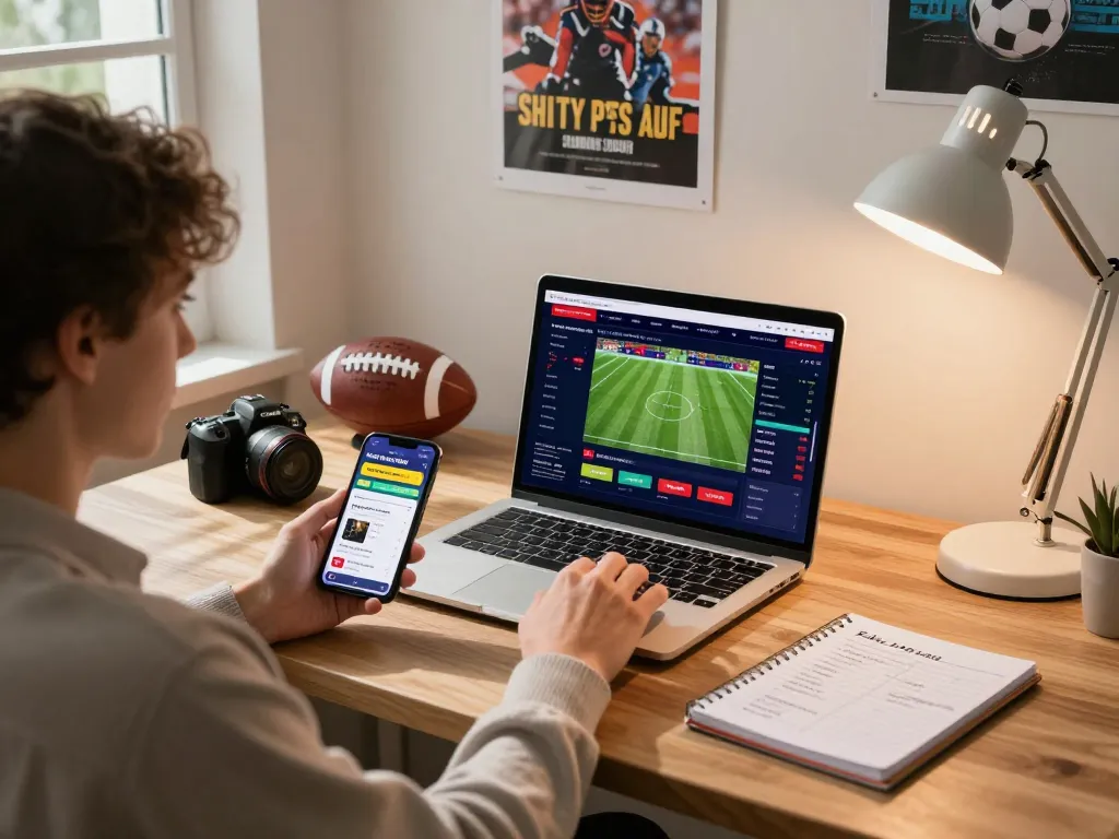 Explore online betting at https://okfun.onl/ with vibrant home office featuring live football odds.