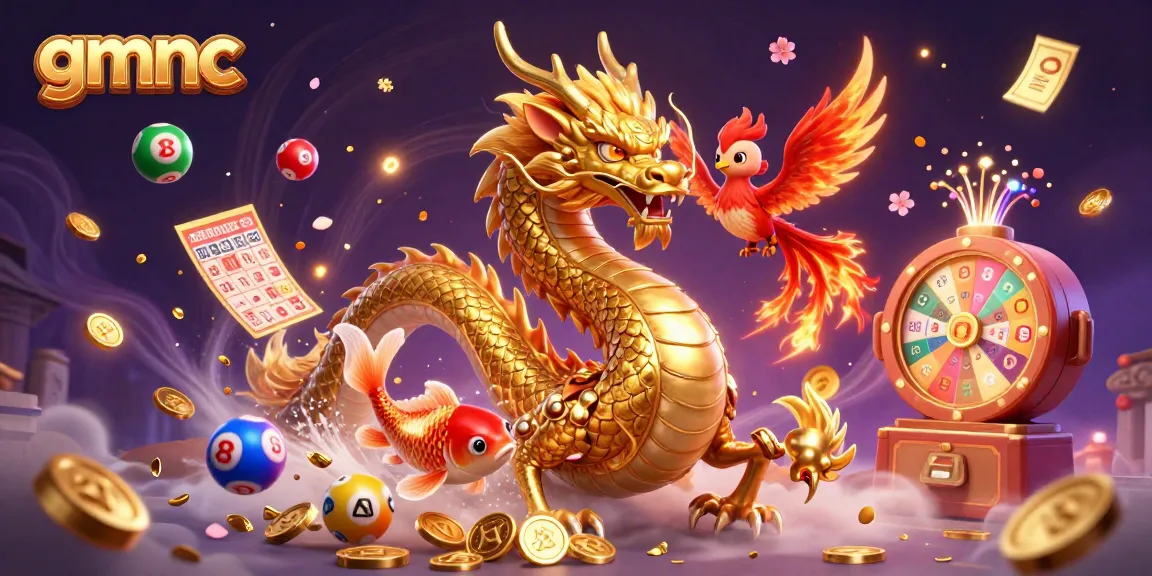 Experience the magic of gmnc as a golden dragon and phoenix dance through a colorful casino scene.