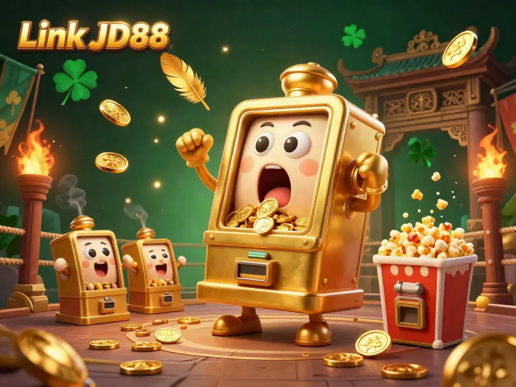 Experience the excitement at Link JD88 with a golden slot machine celebrating a jackpot.