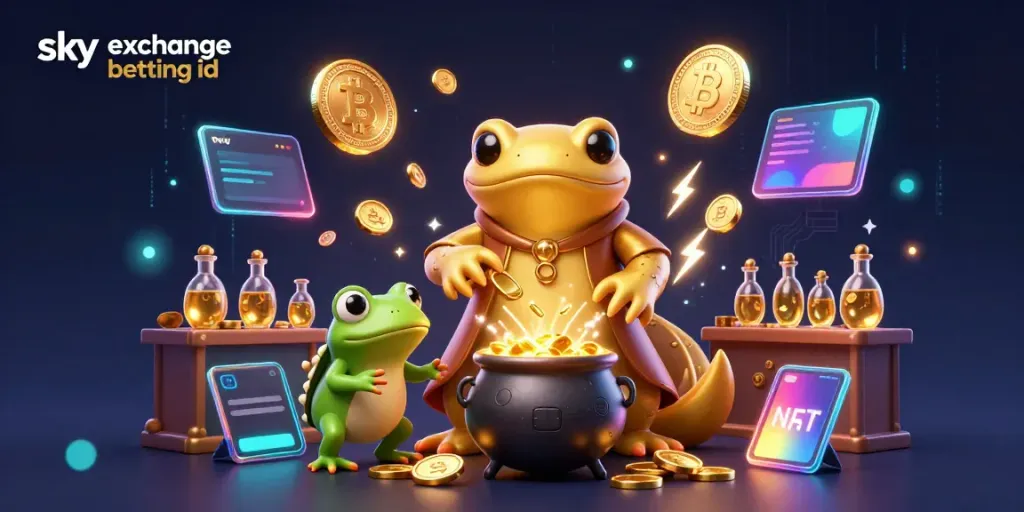 Engage in dynamic gambling experiences with a sky exchange betting id in a colorful 3D illustration.